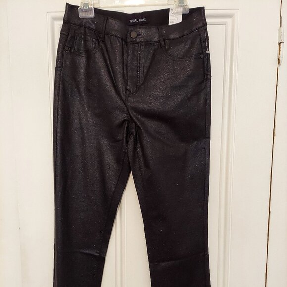 NWT Tribal Jeans "Sophia" in Black Shimmer size 12 Curvy - Picture 1 of 1